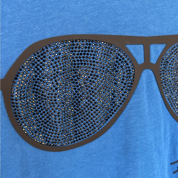 Karl Lagerfeld Blue Long Sleeve Shirt with Sunglasses Graphic size L t shirt - Picture 2 of 6